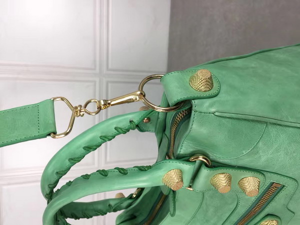 Balenciaga Giant City Handbag in Green Calfskin with Gold Hardware For Sale