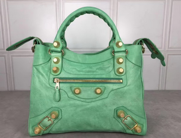 Balenciaga Giant City Handbag in Green Calfskin with Gold Hardware For Sale