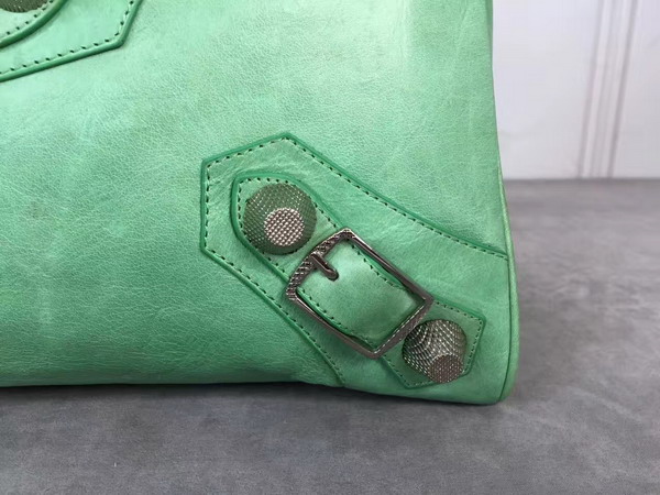 Balenciaga Giant City Handbag in Green Lambskin with Silver Metal Hardware For Sale