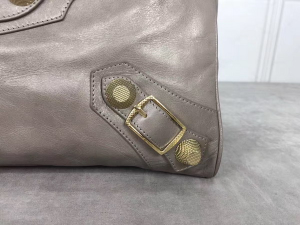 Balenciaga Giant City Handbag in Grey Lambskin with Gold Metal Hardware For Sale