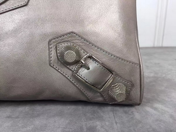 Balenciaga Giant City Handbag in Grey Lambskin with Silver Metal Hardware For Sale