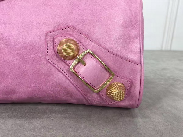 Balenciaga Giant City Handbag in Pink Lambskin with Gold Metal Hardware For Sale