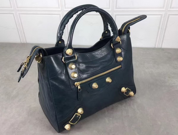 Balenciaga Giant City Handbag in Sapphire Blue Lambskin with Gold Metal Hardware For Sale