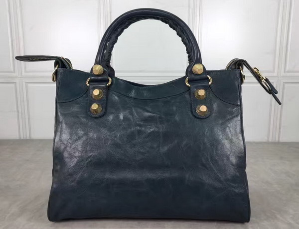 Balenciaga Giant City Handbag in Sapphire Blue Lambskin with Gold Metal Hardware For Sale