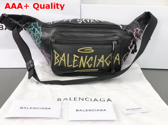 Balenciaga Graffiti Belt Bag in Black Replica