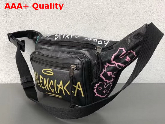 Balenciaga Graffiti Belt Bag in Black Replica