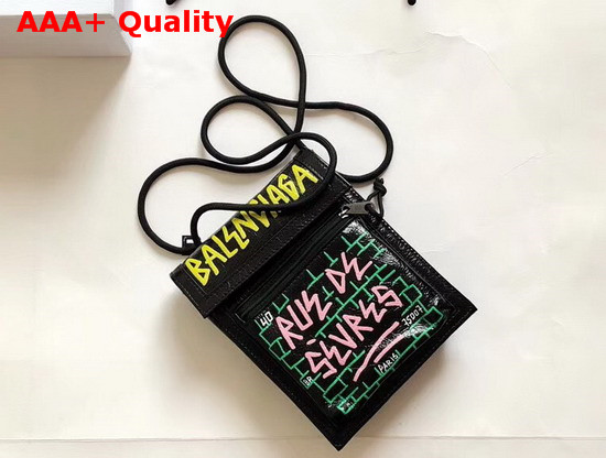 Balenciaga Graffiti Explorer Pouch Strap Natural Black Replica