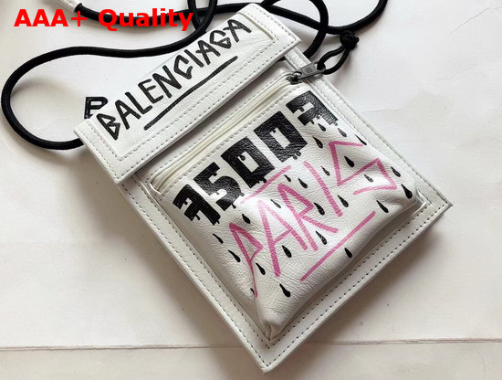 Balenciaga Graffiti Explorer Pouch Strap White Grey Replica