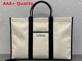 Balenciaga Hardware Large Tote Bag in Light Beige and Black Cotton Canvas Replica