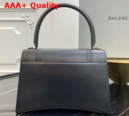 Balenciaga Hourglass Medium Top Handle Bag in Black Shiny Box Calfskin Replica