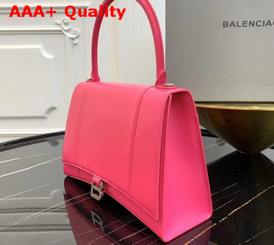 Balenciaga Hourglass Medium Top Handle Bag in Rose Shiny Box Calfskin Replica