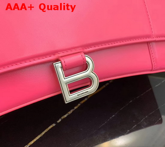 Balenciaga Hourglass Medium Top Handle Bag in Rose Shiny Box Calfskin Replica