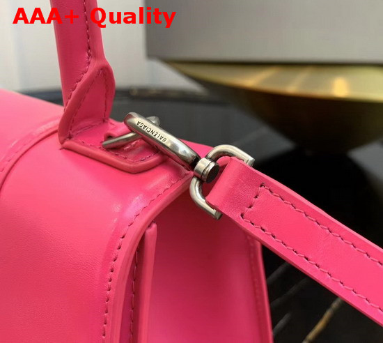 Balenciaga Hourglass Medium Top Handle Bag in Rose Shiny Box Calfskin Replica