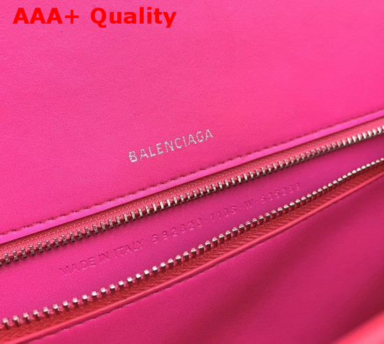 Balenciaga Hourglass Medium Top Handle Bag in Rose Shiny Box Calfskin Replica