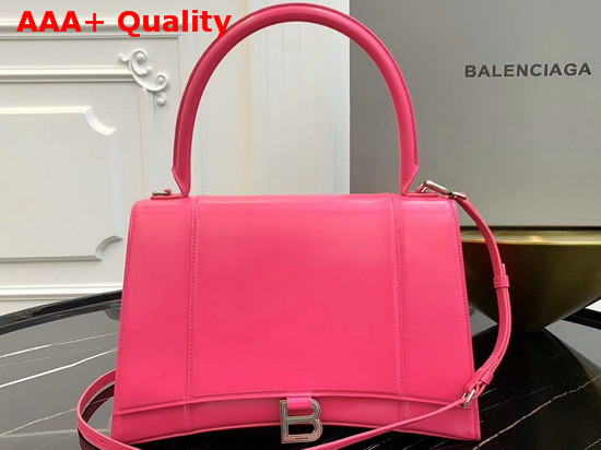 Balenciaga Hourglass Medium Top Handle Bag in Rose Shiny Box Calfskin Replica