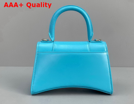 Balenciaga Hourglass Mini Top Handle Bag in Blue Shiny Box Calfskin Replica