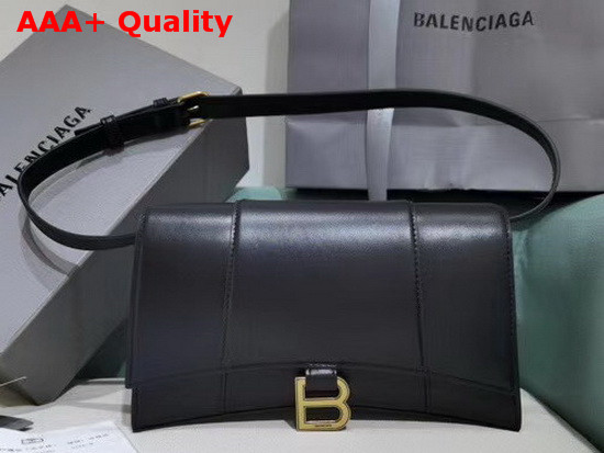 Balenciaga Hourglass Sling Bag Shoulder Bag in Black Box Calfskin Replica