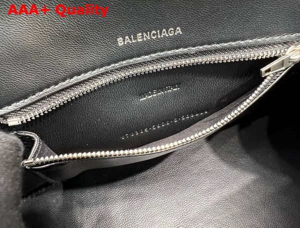 Balenciaga Hourglass Small Handbag in Black and Grey Crocodile Embossed Calfskin Replica