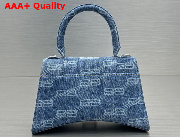 Balenciaga Hourglass Small Handbag in Blue BB Monogram Bleached Denim Replica