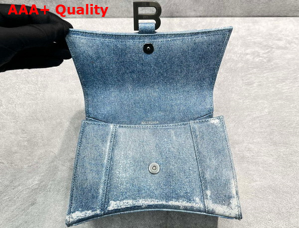 Balenciaga Hourglass Small Handbag in Blue Washed Denim Replica