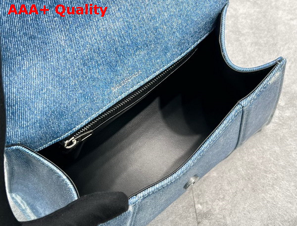 Balenciaga Hourglass Small Handbag in Blue Washed Denim Replica