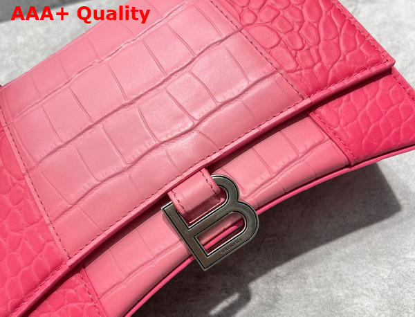 Balenciaga Hourglass Small Handbag in Pink and Light Pink Crocodile Embossed Calfskin Replica