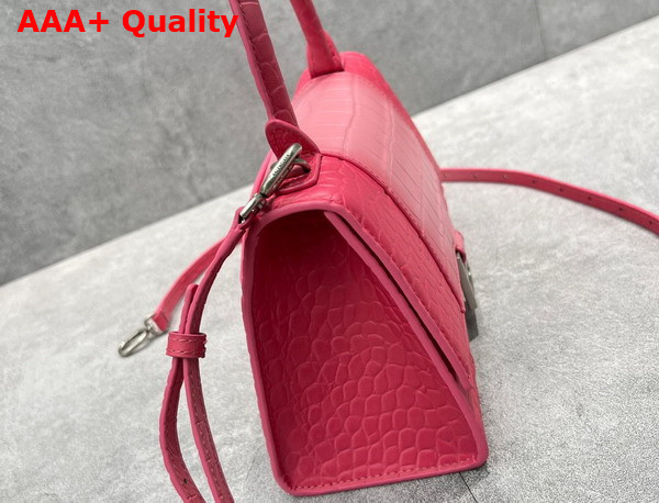 Balenciaga Hourglass Small Handbag in Pink and Light Pink Crocodile Embossed Calfskin Replica