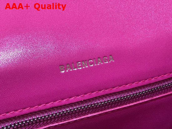 Balenciaga Hourglass Small Top Handbag in Rose Shiny Crocodile Embossed Calfskin Aged Silver B Hardware Replica