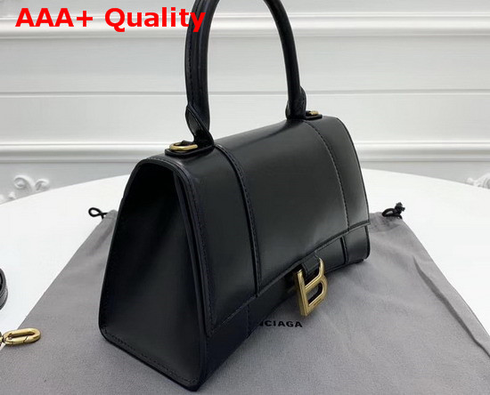 Balenciaga Hourglass Small Top Handle Bag in Black Shiny Box Calfskin Replica