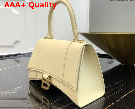 Balenciaga Hourglass Small Top Handle Bag in Cream Shiny Box Calfskin Replica