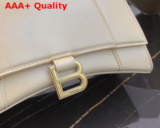 Balenciaga Hourglass Small Top Handle Bag in Cream Shiny Box Calfskin Replica