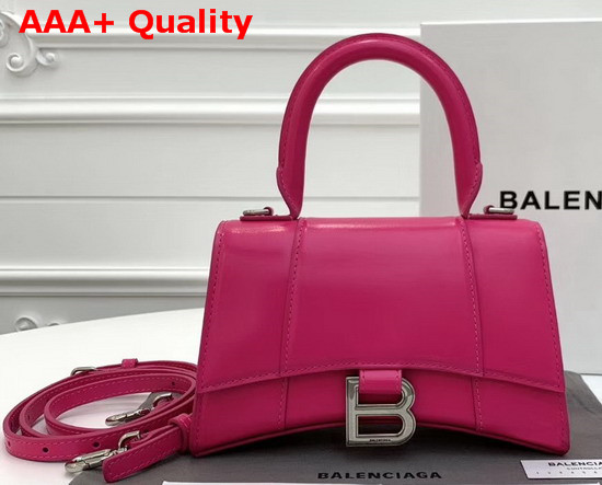 Balenciaga Hourglass Small Top Handle Bag in Rose Shiny Box Calfskin Replica