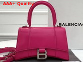 Balenciaga Hourglass Small Top Handle Bag in Rose Shiny Box Calfskin Replica