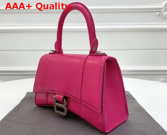 Balenciaga Hourglass Small Top Handle Bag in Rose Shiny Box Calfskin Replica