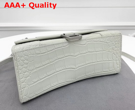 Balenciaga Hourglass Small Top Handle Bag in White Crocodile Embossed Shiny Calfskin Replica