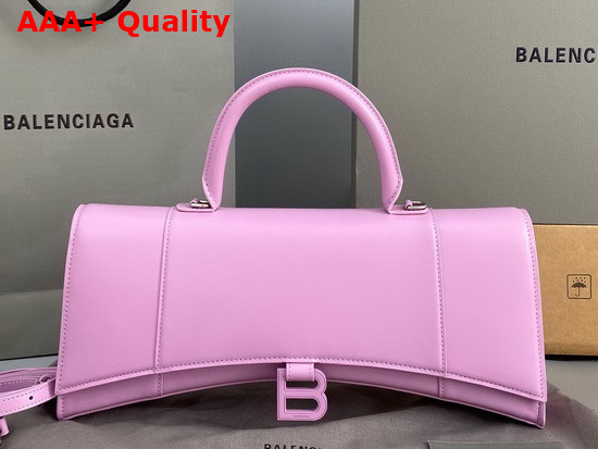 Balenciaga Hourglass Stretched Top Handle Bag in Light Purple Shiny Box Calfskin Replica