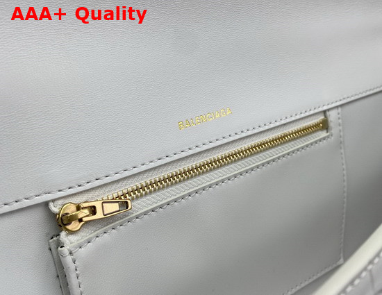 Balenciaga Hourglass Stretched Top Handle Bag in White Shiny Crocodile Embossed Calfskin Aged Gold Hardware Replica