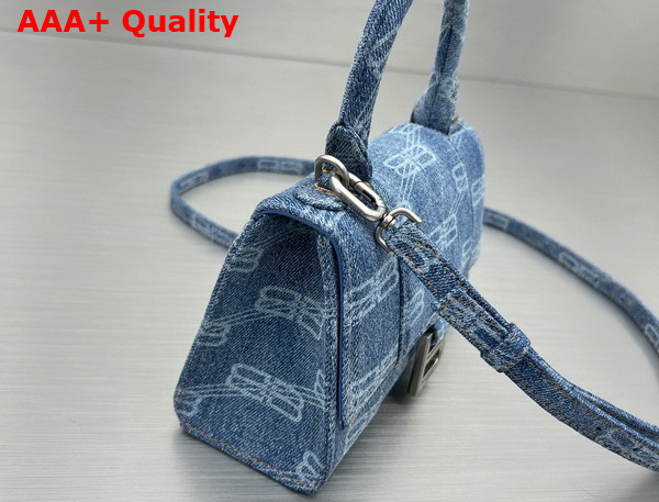 Balenciaga Hourglass XS Handbag in Blue BB Monogram Bleached Denim Replica