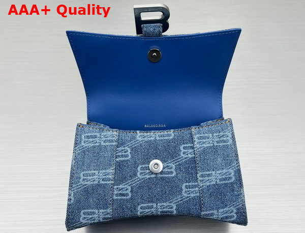 Balenciaga Hourglass XS Handbag in Blue BB Monogram Bleached Denim Replica