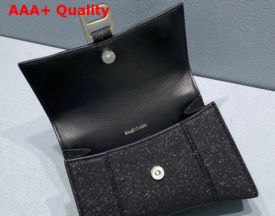 Balenciaga Hourglass XS Handbag in Glitter Material in Black Replica