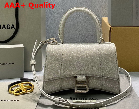 Balenciaga Hourglass XS Handbag in Glitter Material in Grey Replica