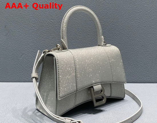 Balenciaga Hourglass XS Handbag in Glitter Material in Grey Replica