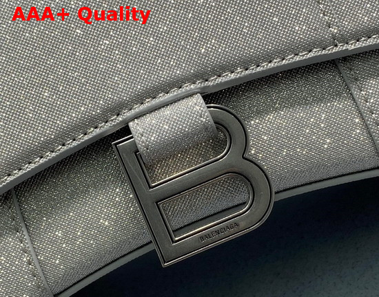 Balenciaga Hourglass XS Handbag in Glitter Material in Grey Replica