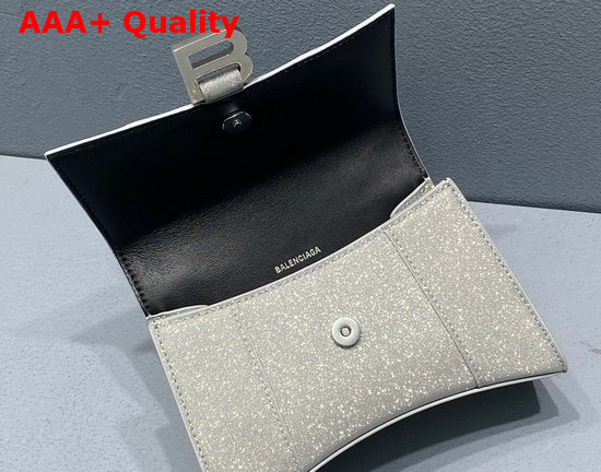 Balenciaga Hourglass XS Handbag in Glitter Material in Grey Replica