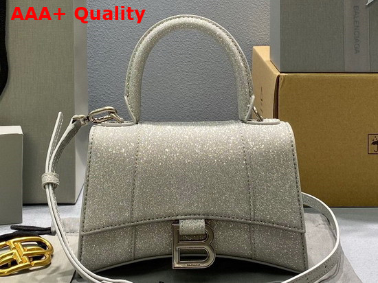 Balenciaga Hourglass XS Handbag in Glitter Material in Grey Replica