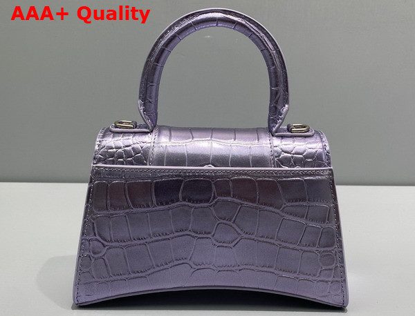 Balenciaga Hourglass XS Handbag in Light Purple Shiny Crocodile Embossed Calfskin Replica