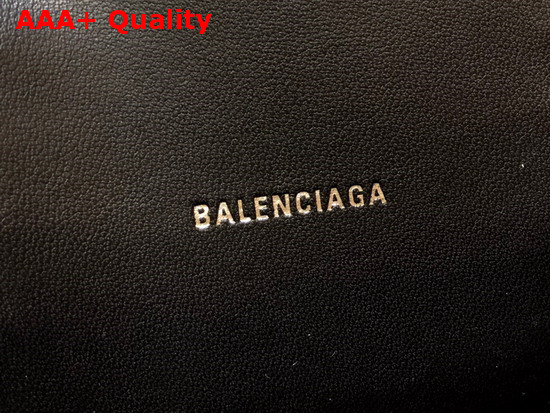 Balenciaga Hourglass XS Top Handbag in Black Shiny Crocodile Embossed Calfskin Black Matte B Hardware Replica