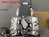 Balenciaga Hourglass XS Top Handle Bag in Black and White Python Printed Calfskin Replica