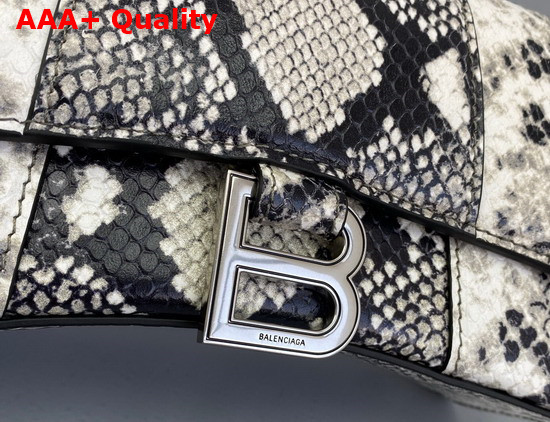 Balenciaga Hourglass XS Top Handle Bag in Black and White Python Printed Calfskin Replica