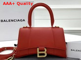 Balenciaga Hourglass XS Top Handle Bag in Red Shiny Box Calfskin Replica